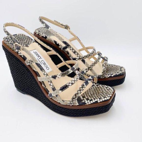 Jimmy Choo Black Ariela Snake Printed Platform - Picture 6 of 12